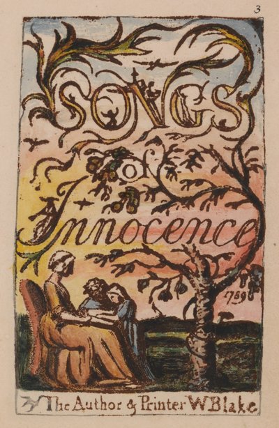 Liederen van onschuld en ervaring, plaat 3, onschuld titelpagina (Bentley 3) door William Blake